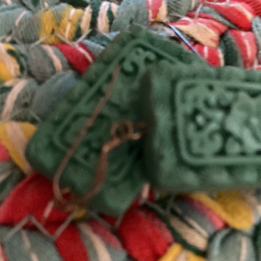 Green Carved Earrings - Picture 3 of 4